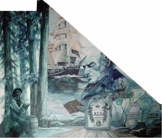 Kate Hunter's first mural at Prestoungrange - facing east 
