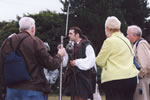 Highlander Adam Bruce demonstrating their weaponry and the ferocity
