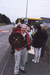 Highlander Adam Bruce demonstrating their weaponry and the ferocity